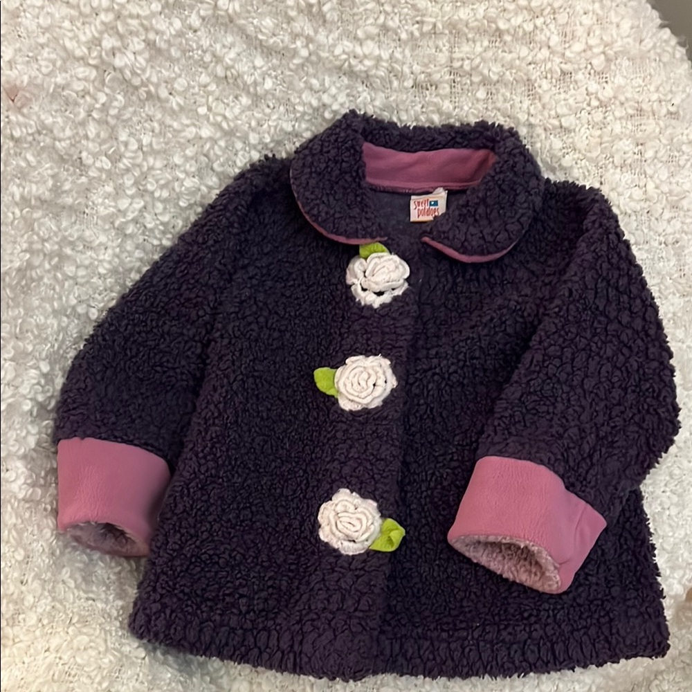Purple Kids Jacket with Floral Accents